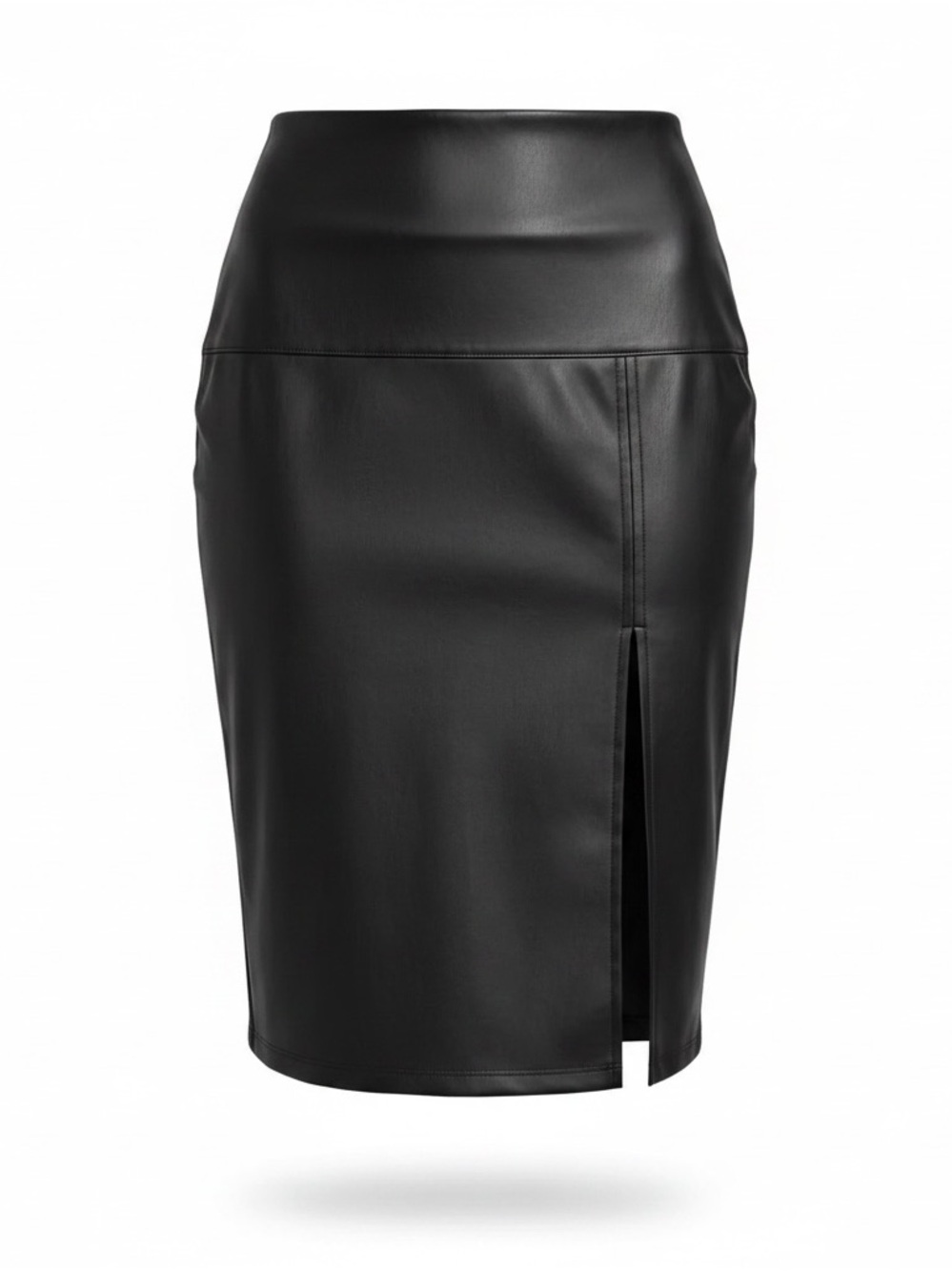 NWT Socialite Black Faux Leather Front Slit Skirt M